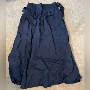 eShakti Blue Maxi A-Line Skirt with Tie Front